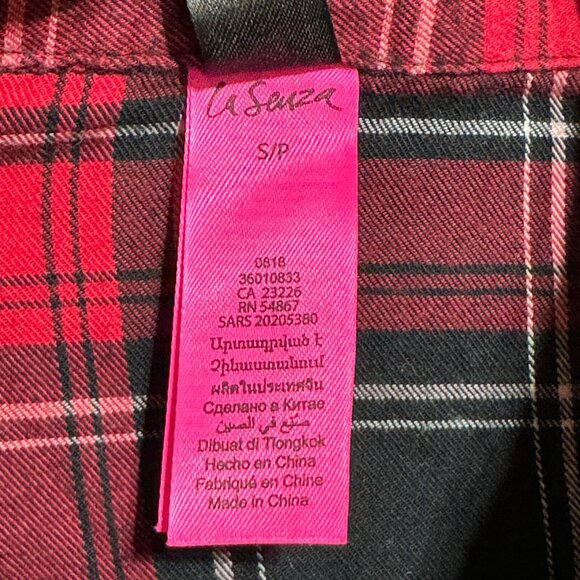 La Senza long Sleeve Checkered Soft Shirt Button Down Size Small - Picture 7 of 11